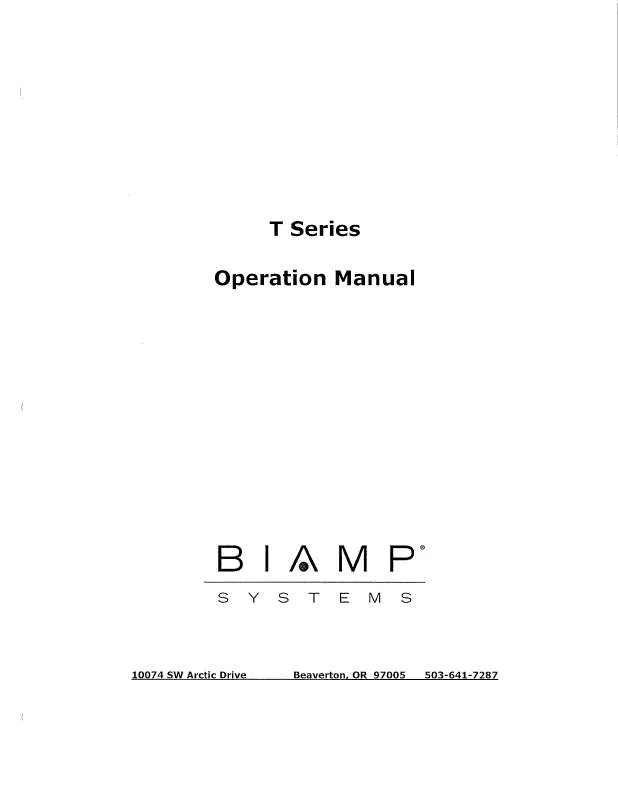 Mode d'emploi BIAMP T500 AND T1000 SERIES