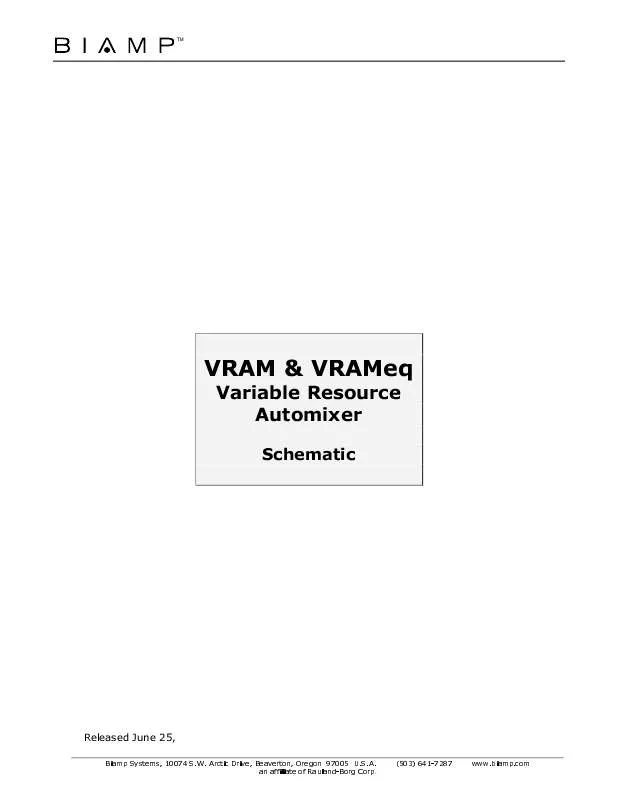 Mode d'emploi BIAMP VRAM AND VRAM EQ