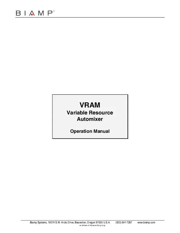 Mode d'emploi BIAMP VRAM