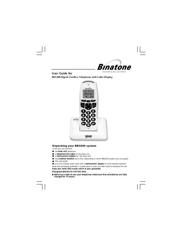 Mode d'emploi BINATONE BB3200