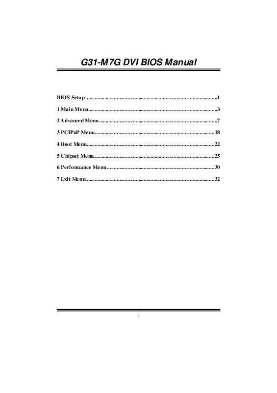 Mode d'emploi BIOSTAR G31-M7G DVI