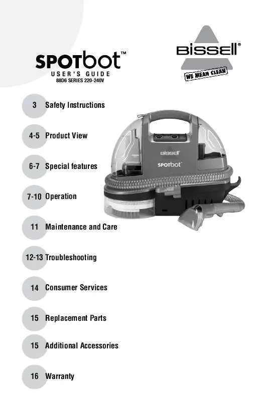 Mode d'emploi BISSELL SPOTBOT 88D6