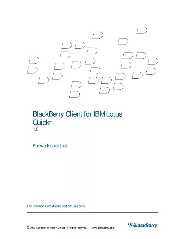 Mode d'emploi BLACKBERRY CLIENT FOR IBM LOTUS QUICKR
