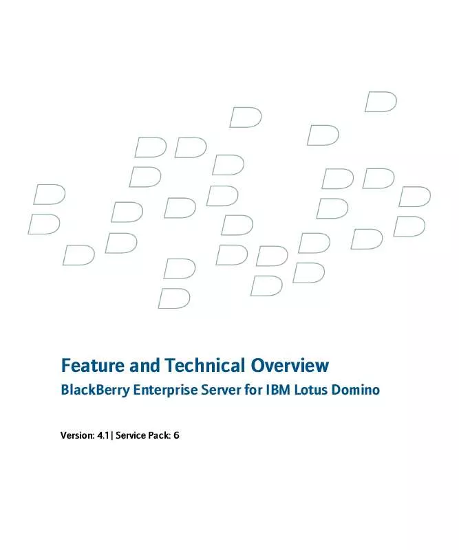 Mode d'emploi BLACKBERRY ENTERPRISE SERVER FOR IBM LOTUS DOMINO