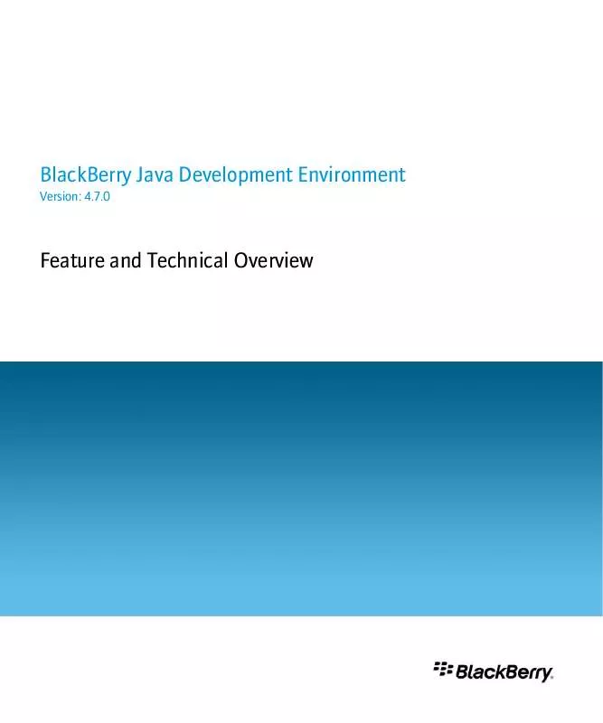 Mode d'emploi BLACKBERRY JAVA DEVELOPMENT ENVIRONMENT