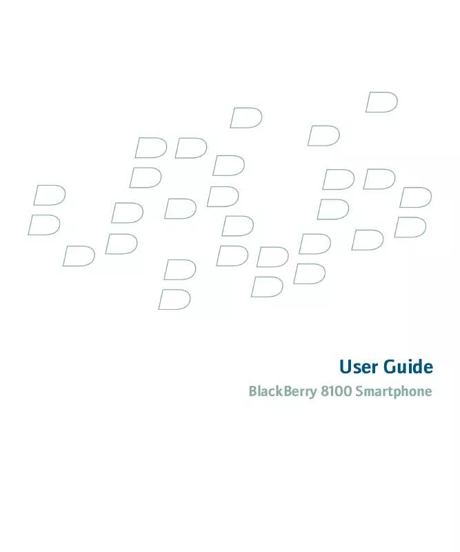 Mode d'emploi BLACKBERRY PEARL 8100