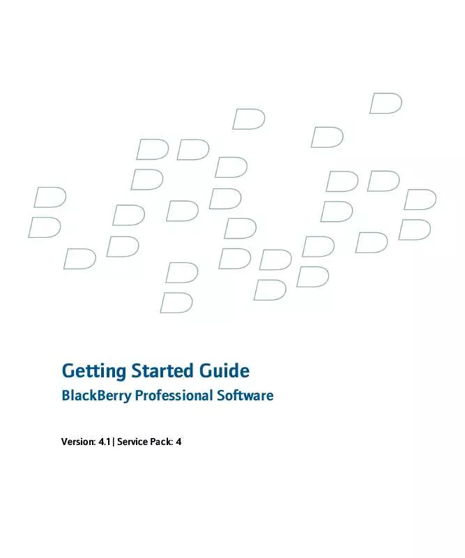 Mode d'emploi BLACKBERRY PROFESSIONAL SOFTWARE FOR MICROSOFT EXCHANGE