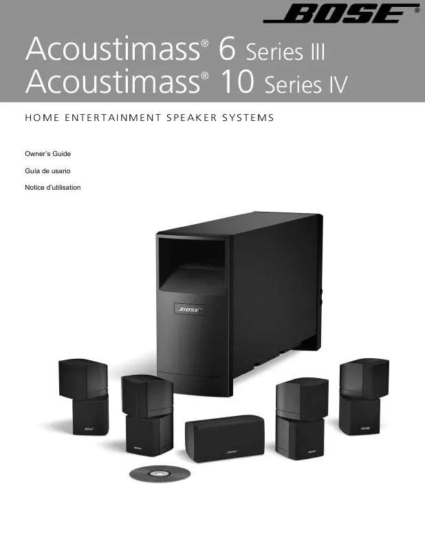 Mode d'emploi BOSE ACOUSTIMASS 10 HOME CINEMA SPEAKER SYSTEM