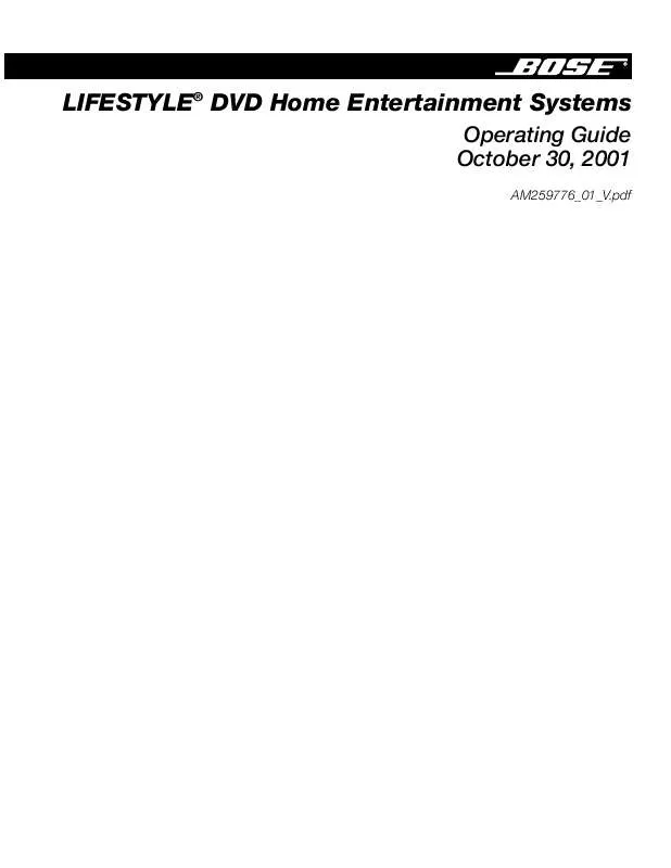 Mode d'emploi BOSE LIFESTYLE 28 I DVDHOME ENTERTAINMENT SYSTEM