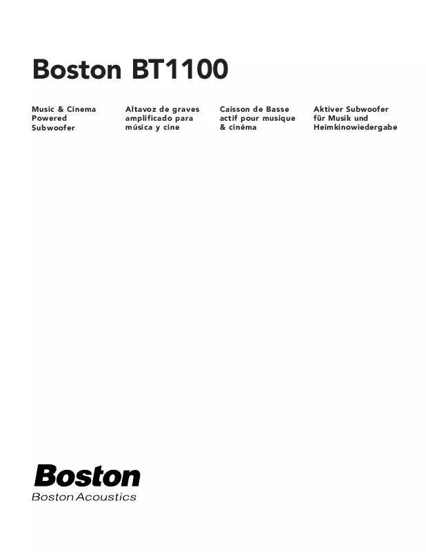 Mode d'emploi BOSTON ACOUSTICS BT1100