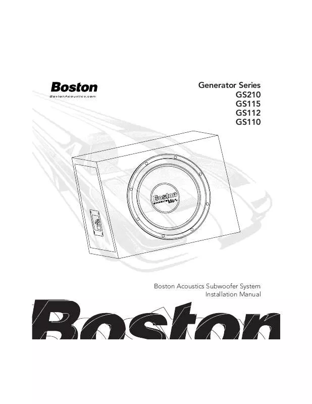 Mode d'emploi BOSTON ACOUSTICS GS210 ENCLOSED 4OHM 2 10 GS 1000 WOOFERS