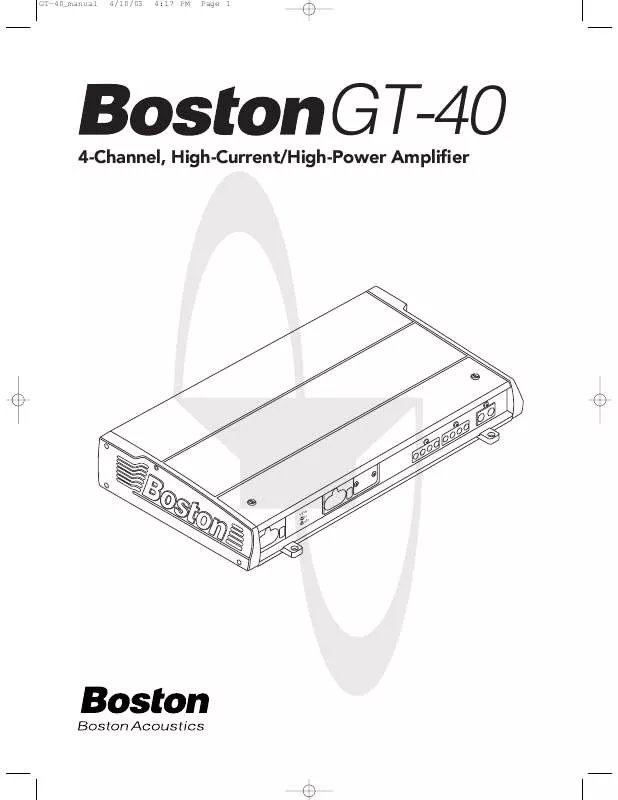 Mode d'emploi BOSTON ACOUSTICS GT40