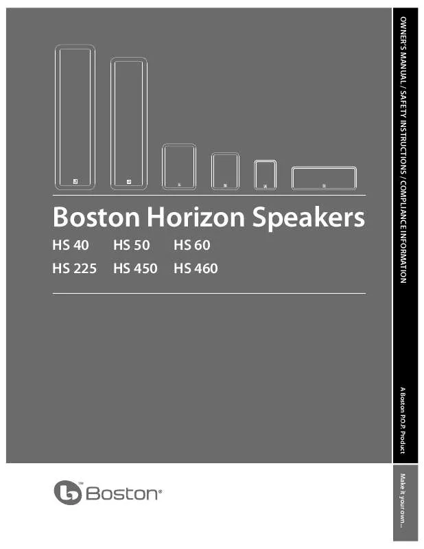 Mode d'emploi BOSTON ACOUSTICS HORIZON