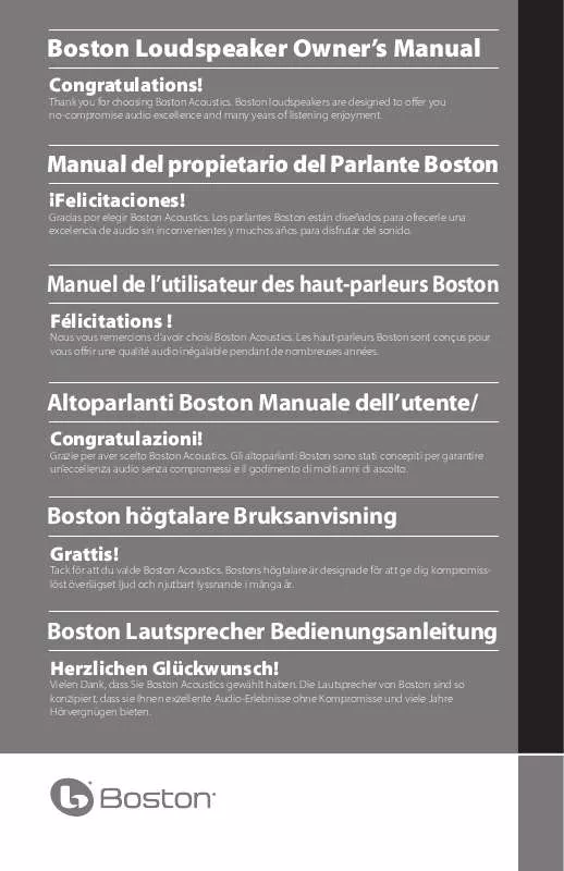 Mode d'emploi BOSTON ACOUSTICS LOUDSPEAKER