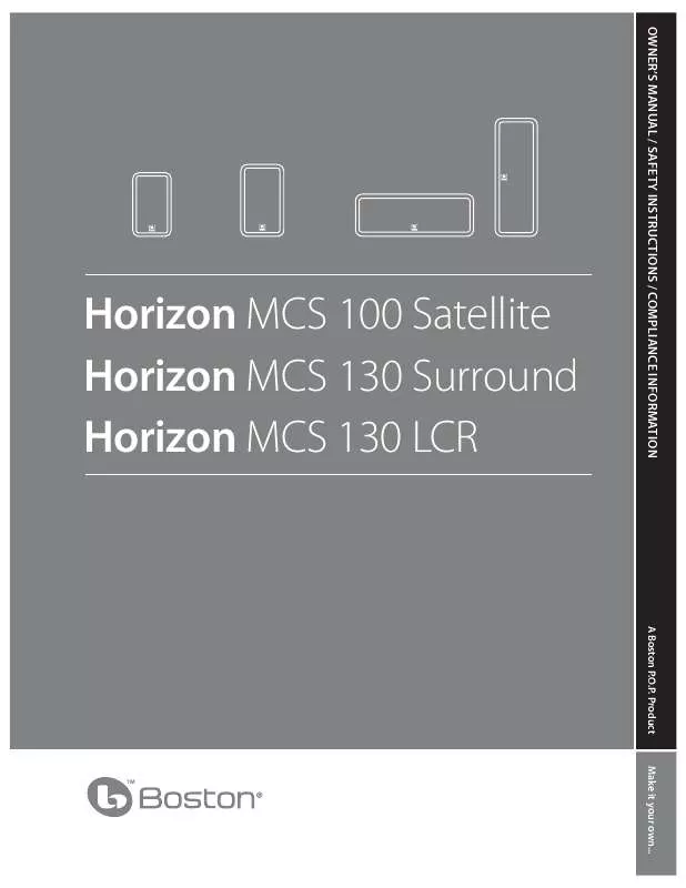 Mode d'emploi BOSTON ACOUSTICS MCS 130 LCR