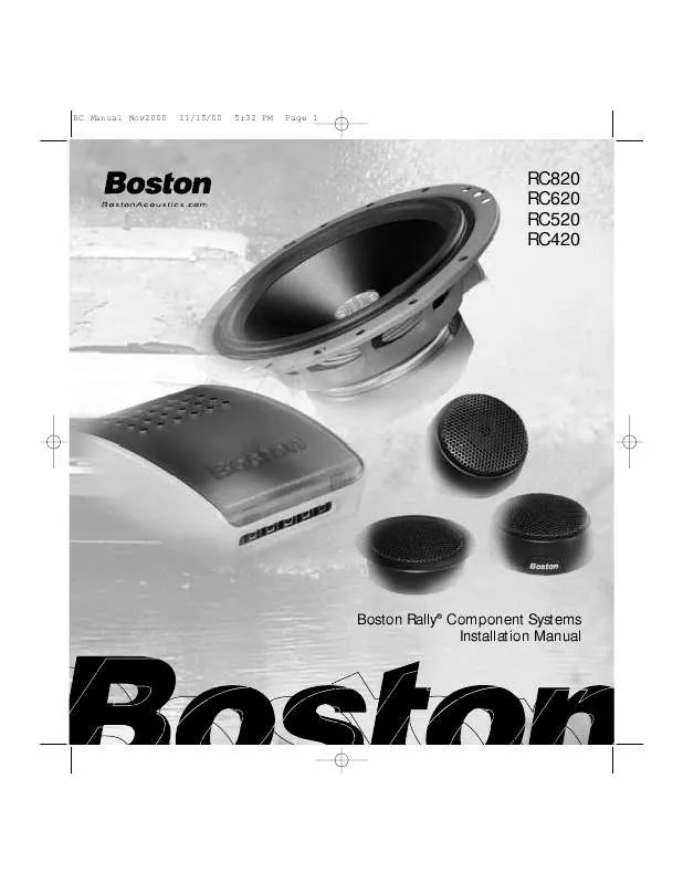 Mode d'emploi BOSTON ACOUSTICS RC 420 SEPARATES 4 WOOFER, 1 TWEETER,
					CROSSOVER