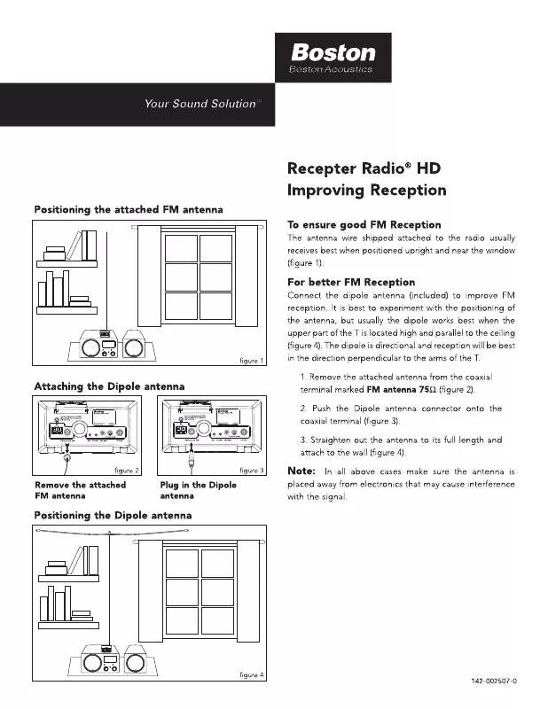 Mode d'emploi BOSTON ACOUSTICS RECEPTER RADIO HD