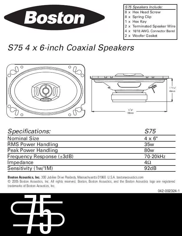 Mode d'emploi BOSTON ACOUSTICS S75