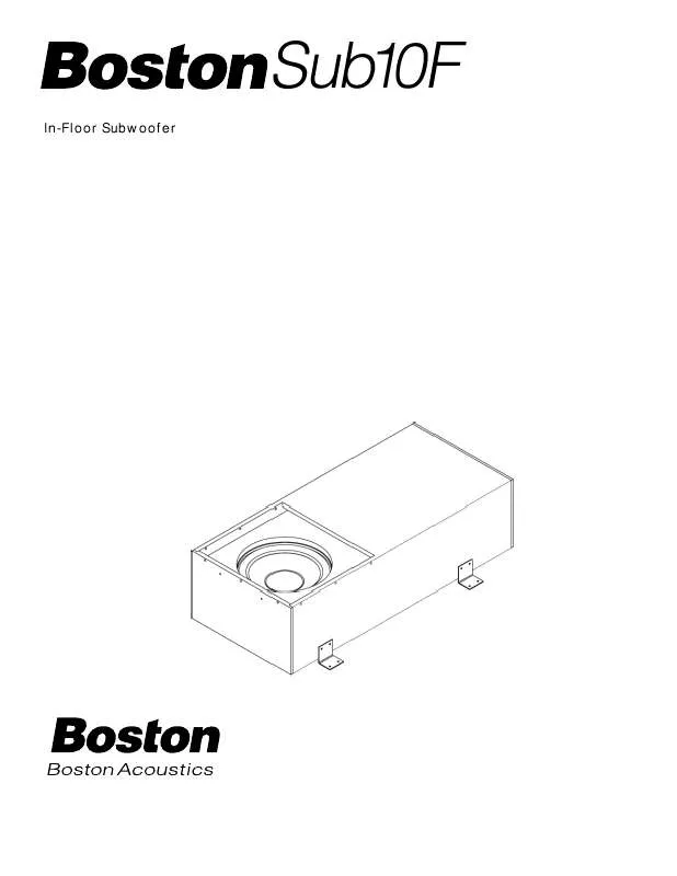 Mode d'emploi BOSTON ACOUSTICS SUB10F