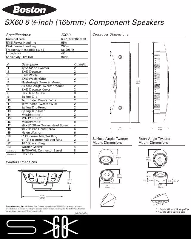 Mode d'emploi BOSTON ACOUSTICS SX60