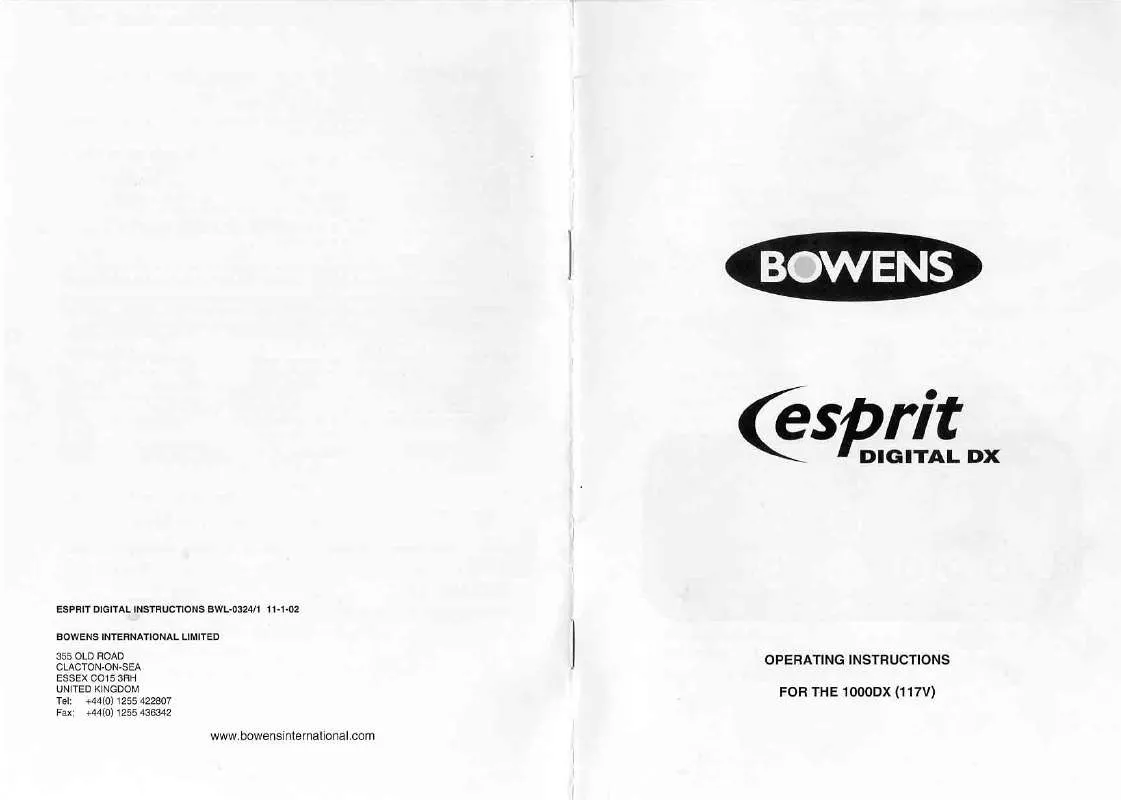 Mode d'emploi BOWENS ESPRIT DIGITAL DX1000