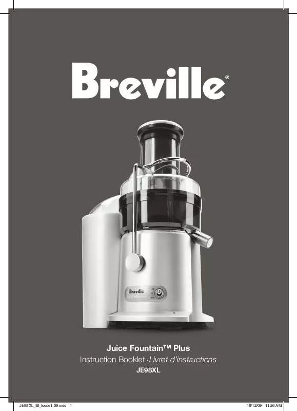 Mode d'emploi BREVILLE JUICE FOUNTAIN PLUS