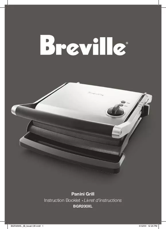 Mode d'emploi BREVILLE PANINI GRILL BGR200XL