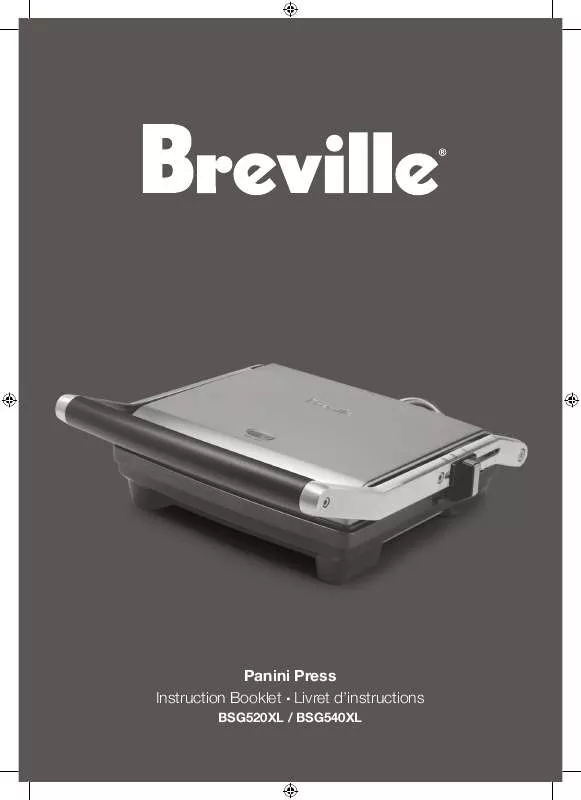 Mode d'emploi BREVILLE PANINI PRESS BSG540XL