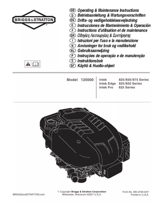 Mode d'emploi BRIGGS & STRATTON 110600