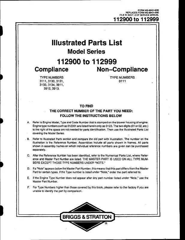 Mode d'emploi BRIGGS & STRATTON 112902