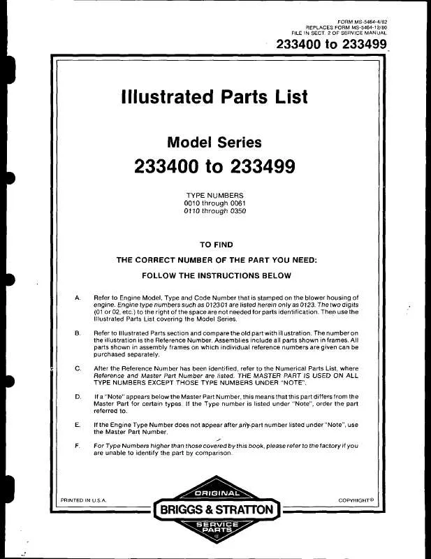 Mode d'emploi BRIGGS & STRATTON 233401