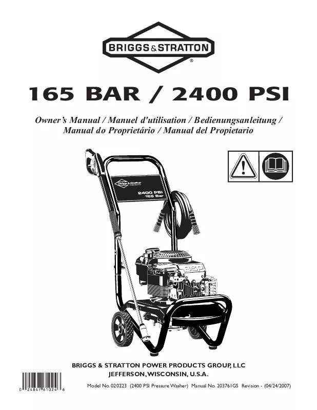 Mode d'emploi BRIGGS & STRATTON 2400 PSI