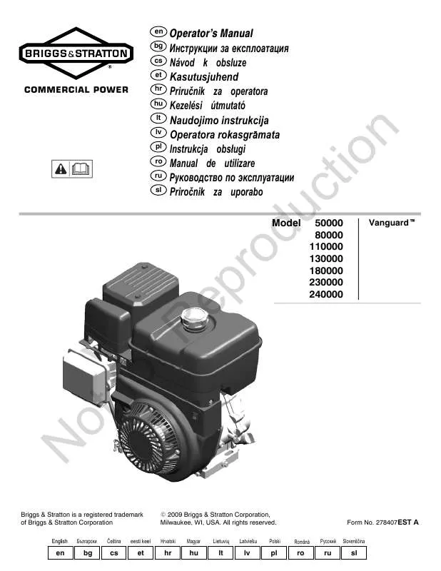 Mode d'emploi BRIGGS & STRATTON 50000