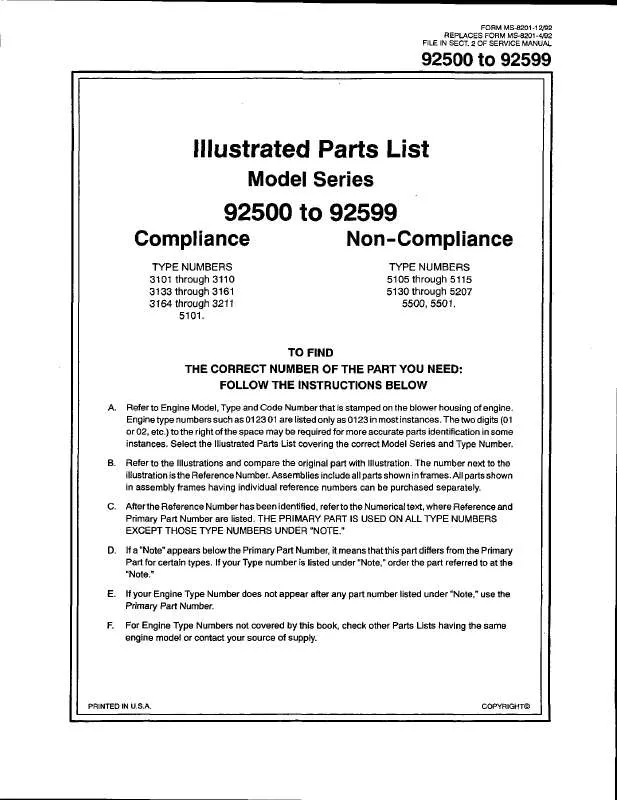 Mode d'emploi BRIGGS & STRATTON 92502