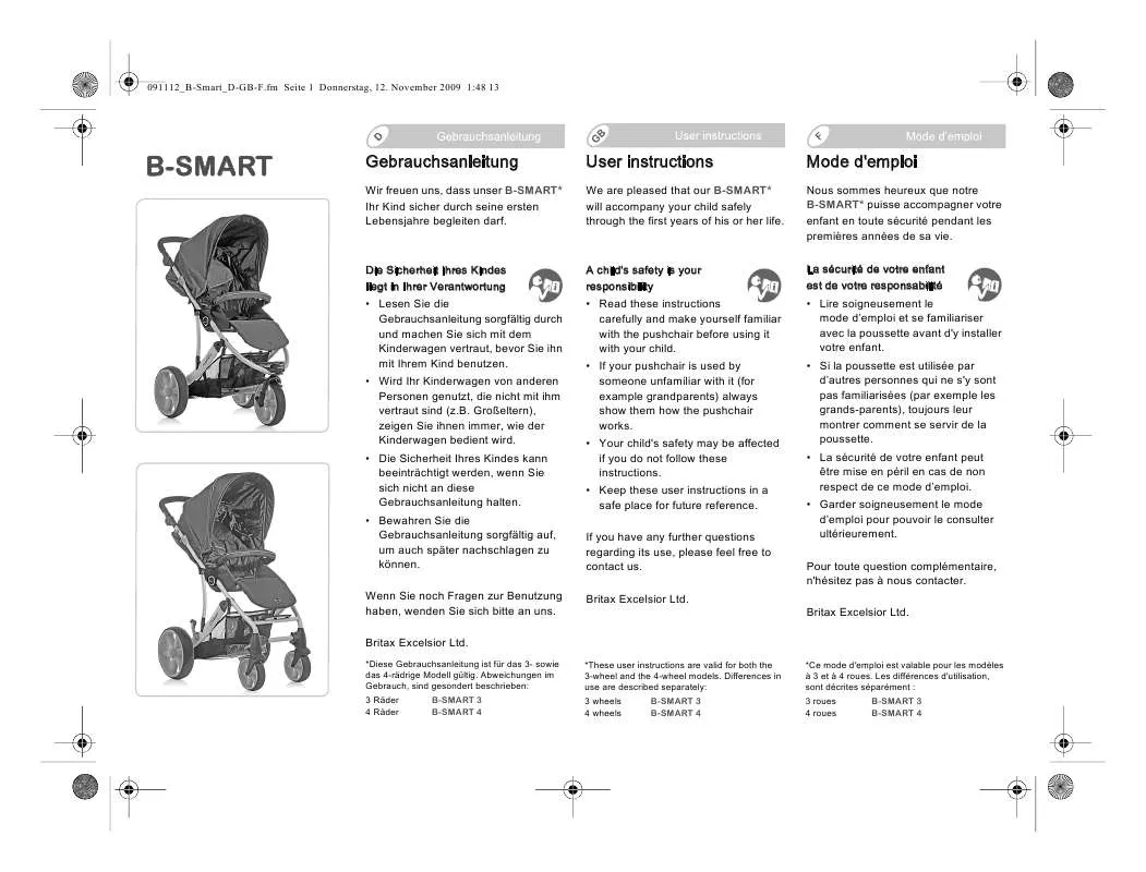 Mode d'emploi BRITAX B-SMART