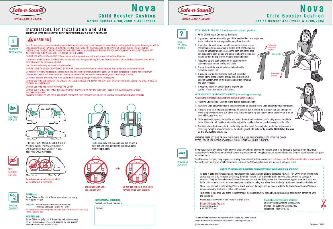 Mode d'emploi BRITAX NOVA