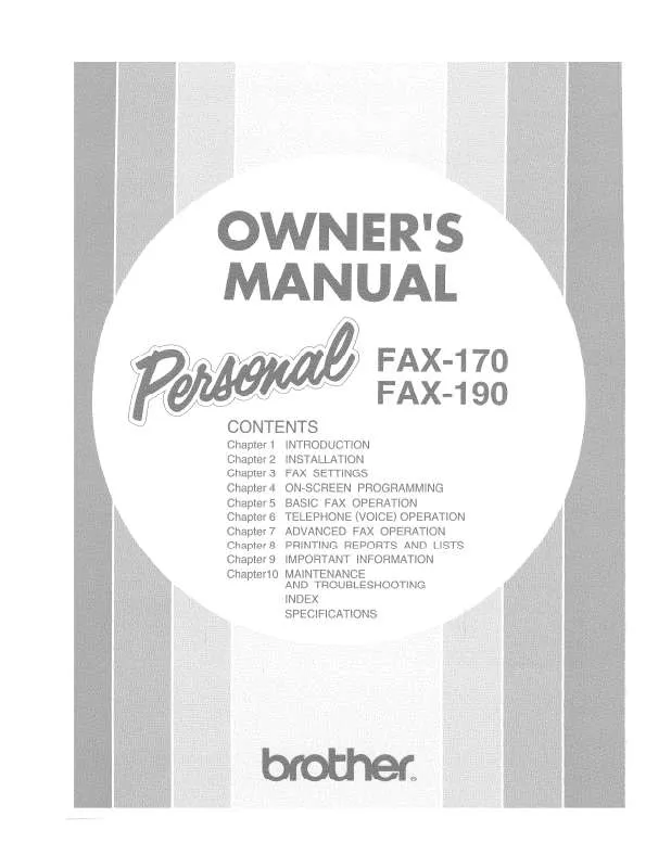 Mode d'emploi BROTHER FAX-190