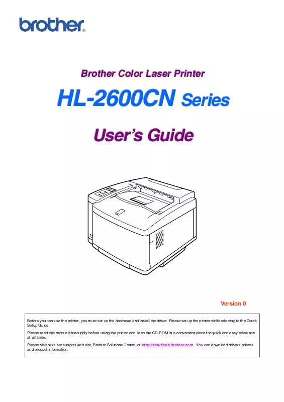 Mode d'emploi BROTHER HL-2600CN