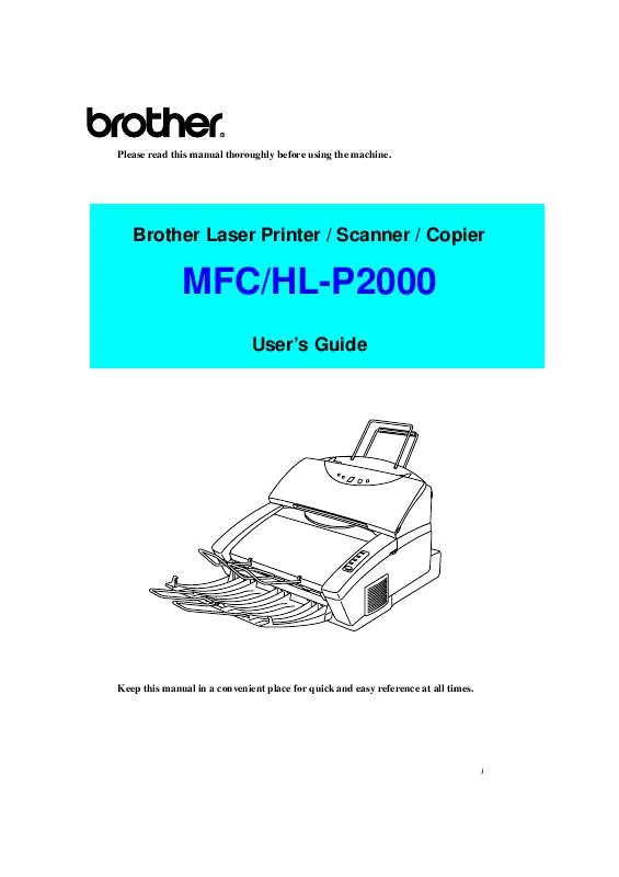 Mode d'emploi BROTHER MFC-HL-P2000