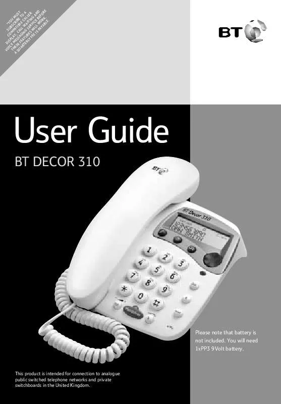 Mode d'emploi BT DECOR 310