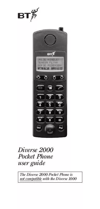 Mode d'emploi BT DIVERSE 2000 POCKET PHONE