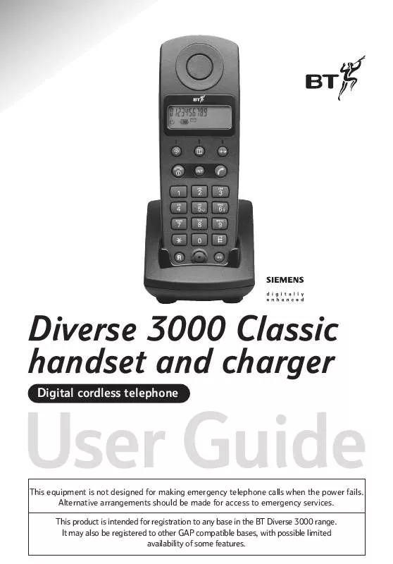 Mode d'emploi BT DIVERSE 3000 CLASSIC