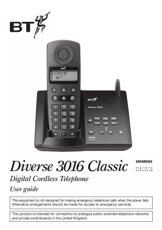 Mode d'emploi BT DIVERSE 3016 CLASSIC