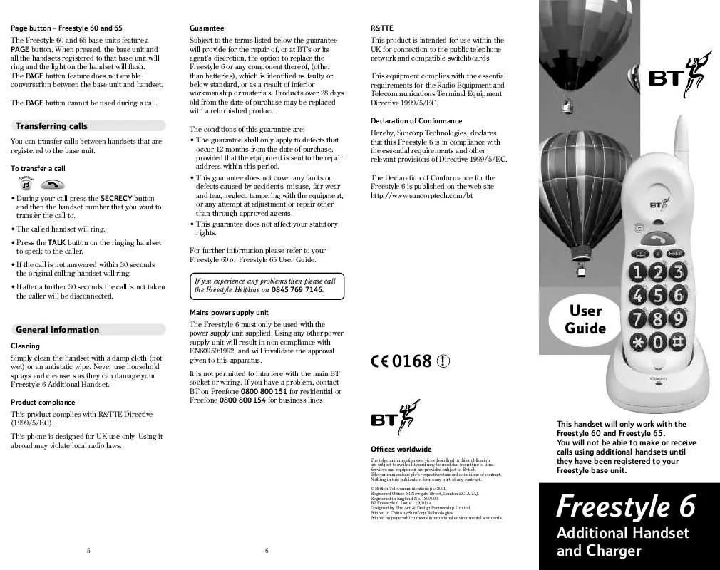 Mode d'emploi BT FREESTYLE 6 ADDITIONAL