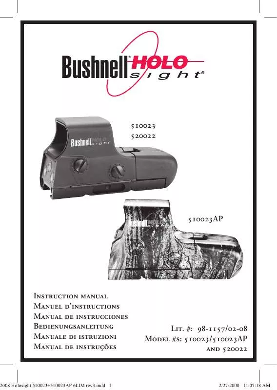 Mode d'emploi BUSHNELL HOLOSIGHT 51-0023/51-0023AP/52-0022