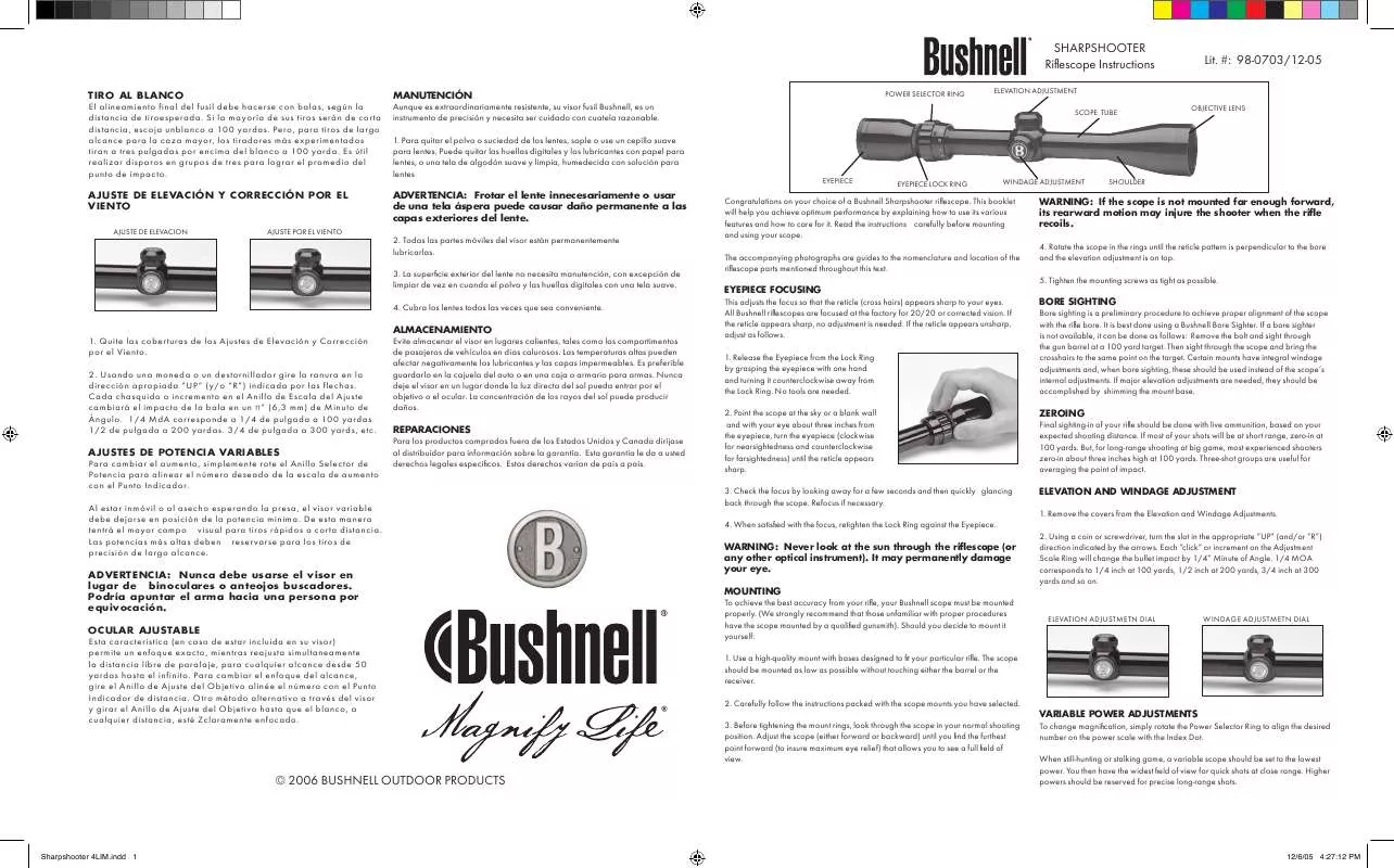 Mode d'emploi BUSHNELL SHARPSHOOTER