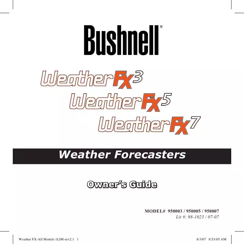 Mode d'emploi BUSHNELL WEATHER FX 3/5/7 DAY FORECASTERS