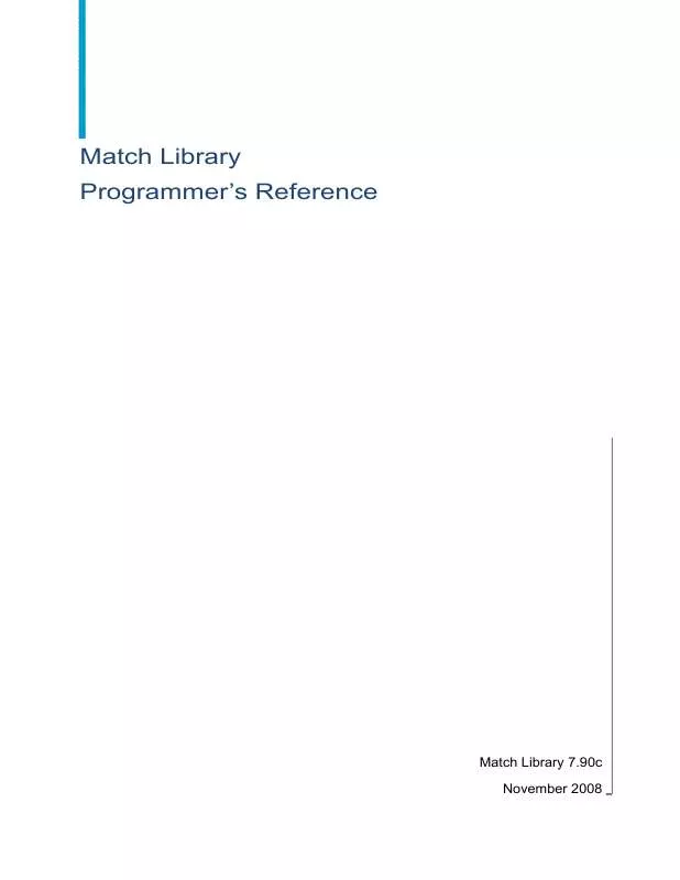 Mode d'emploi BUSINESS OBJECTS MATCH LIBRARY 7.90C