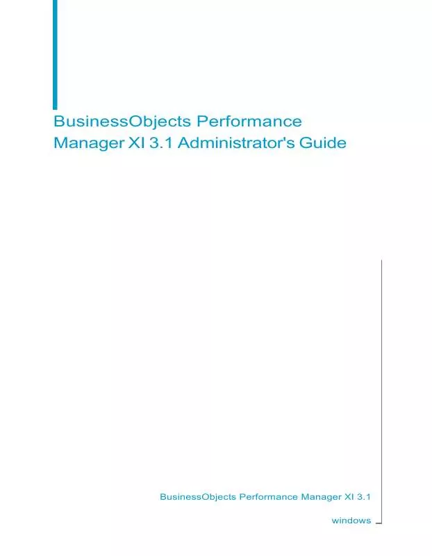 Mode d'emploi BUSINESS OBJECTS PERFORMANCE MANAGER XI 3.1