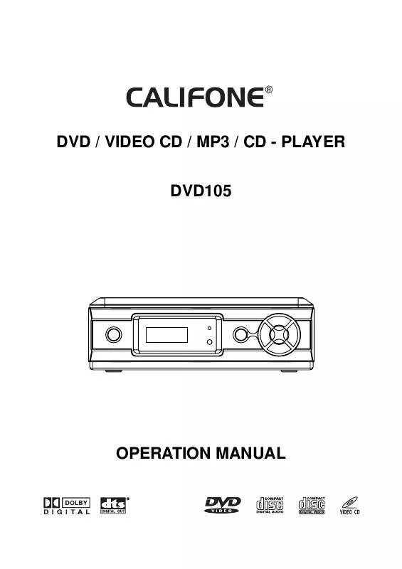 Mode d'emploi CALIFONE DVD105